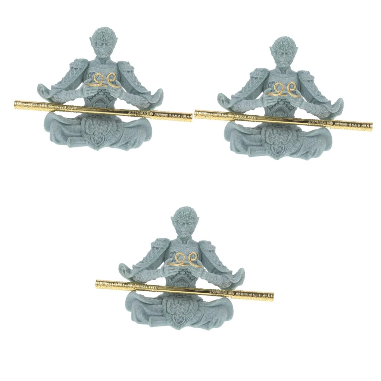 PRETYZOOM 3 Piezas De Estatuas De Mascota De Té Wukong Lindas Figuras De Animales Accesorios De Esqueleto Animales De Imitación Pata Paisaje Mono Figura Decorativa Arenisca