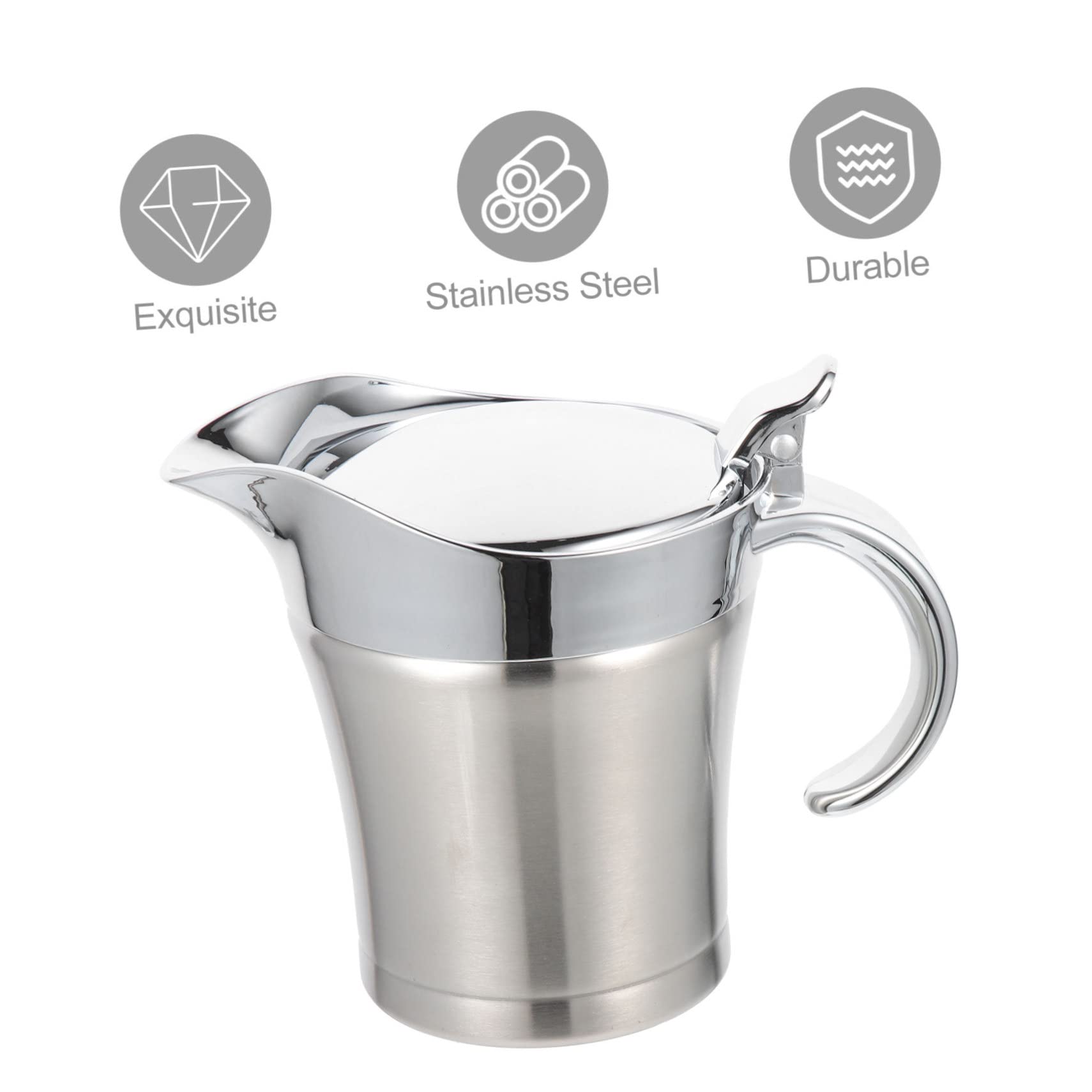 Toyvian Dispensador de Salsa de Acero Inoxidable 304 500 Ml, Olla para Salsa para Restaurante, Vertedor para Condimentos, Resistente a Temperaturas Altas y Bajas, para Hogar y Catering