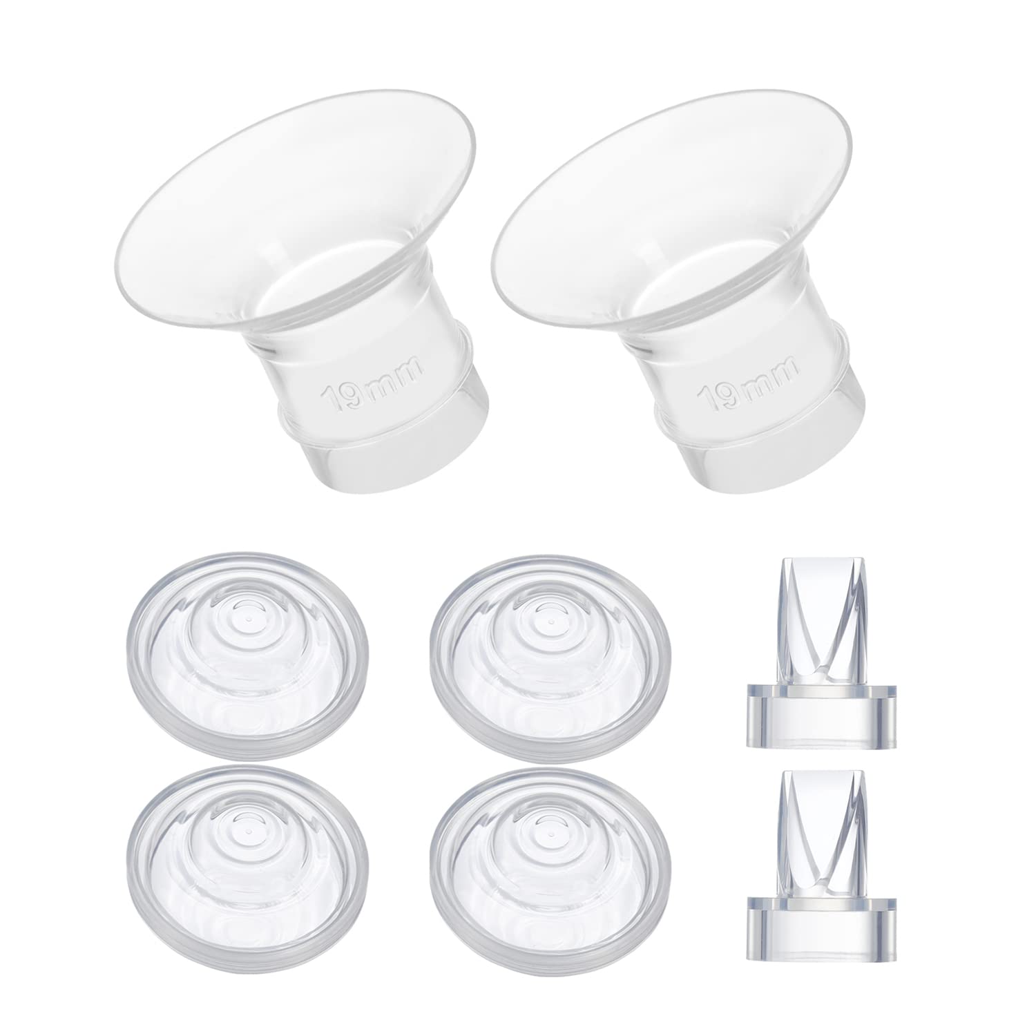 Flange 15, 17, 19, 21mm Insert 24mm Duckbill Valve and Silicone DiaphragmShroud/Flange,Compatible with momcozyS9/S10/S12，Wearable Breast Pump Shields/Flanes Duckbill Valve and Silicone Diaphragm (19)