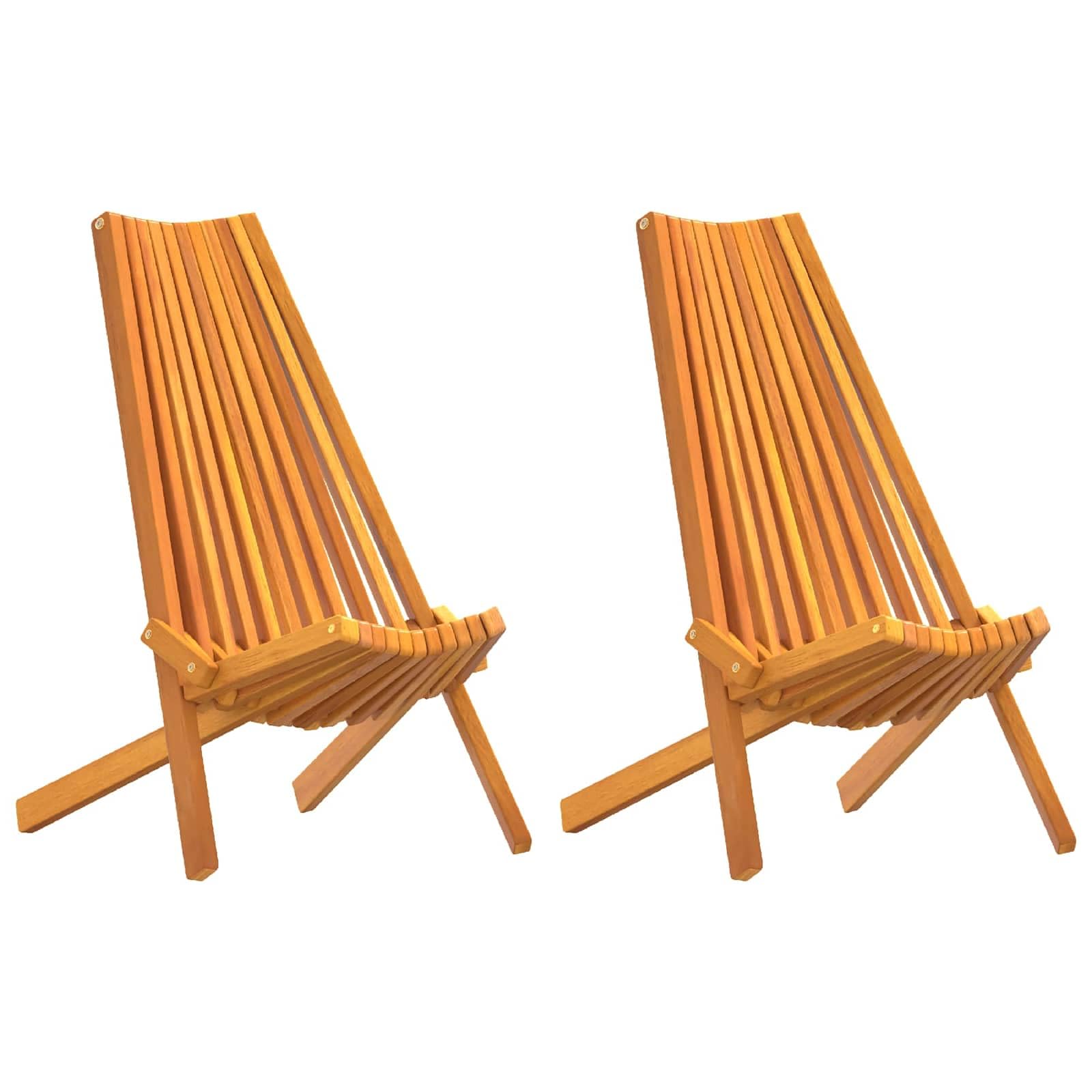vidaXL Sedia 2 PCS Marrone 69 x 56 x 84 cm Legno di Acacia Massello, Sedia Pieghevole Rustica da Giardino e terrazzo, Relax in Acacia, Perfetta per Il Patio, Beige