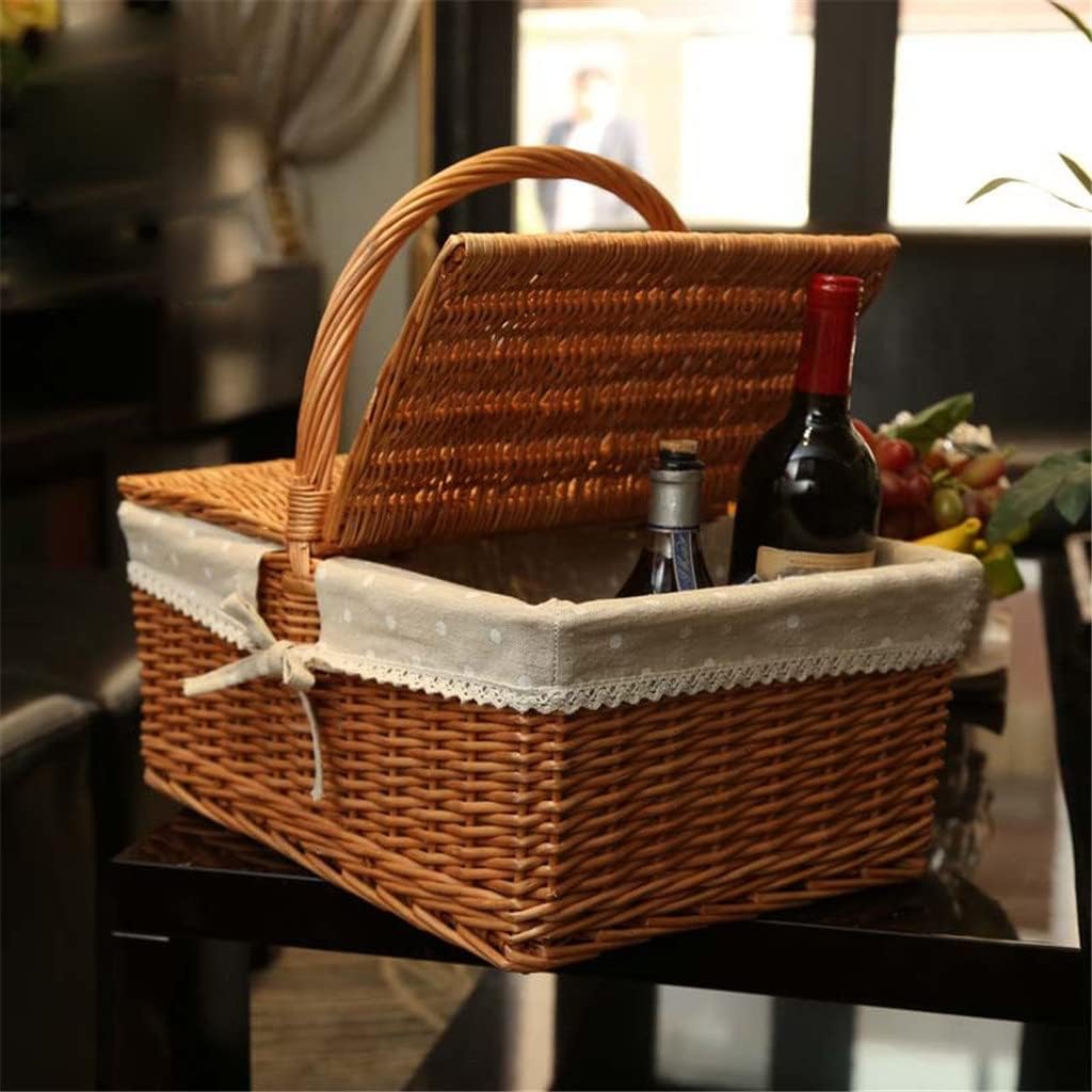 Willow Vegetable Basket Handwoven Rectangular Picnic Basket Outdoor Food Storage Picnic Basket