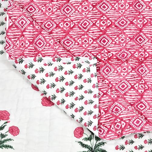 Image of BLOCKS OF INDIA Hand Block Printed Cotton King Size Quilt /Rajai | Design 47