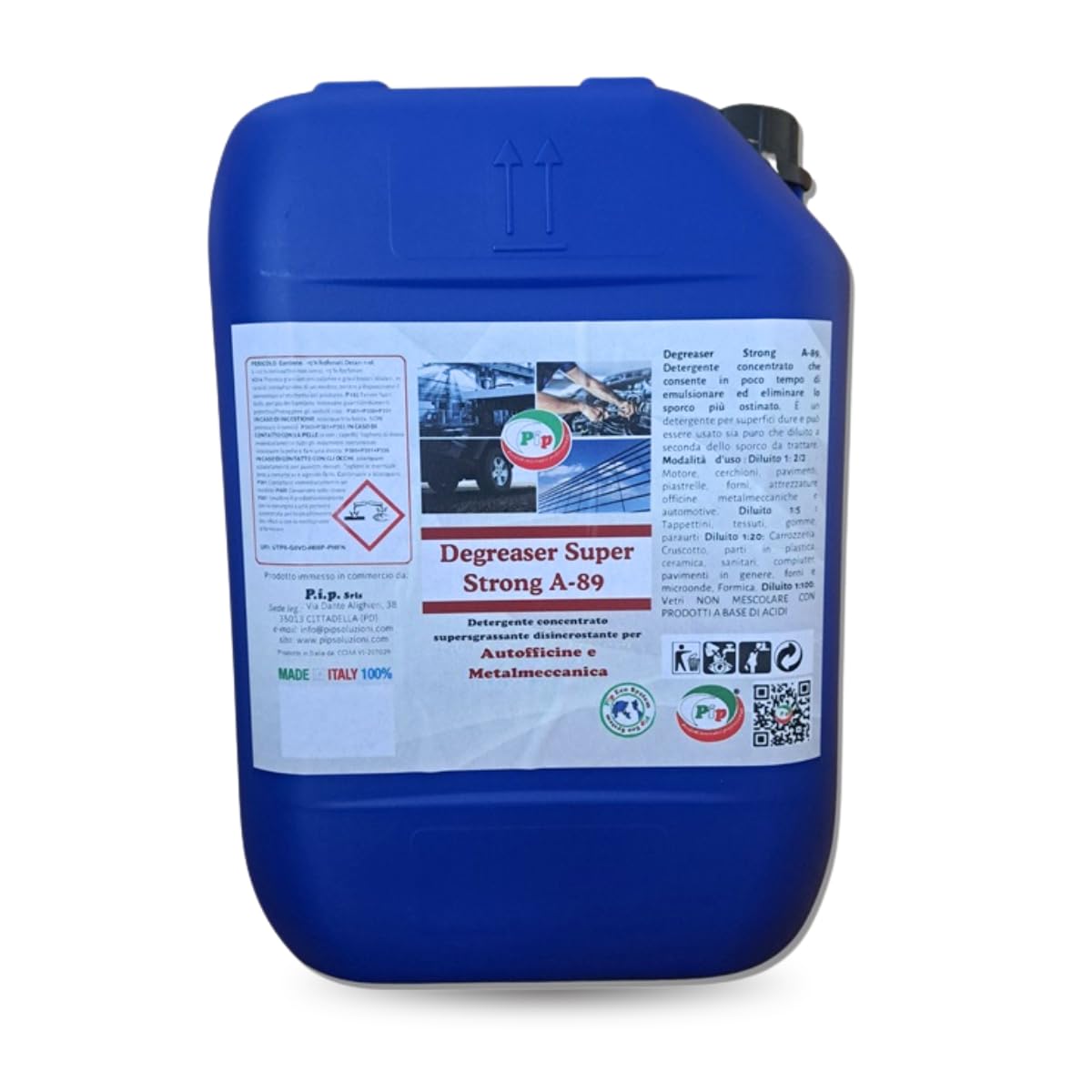 Pip Degreaser Super Strong A-89 Detergente Superconcentrato per Autofficine e Metalmeccanica, Detergente Sgrassante Disincrostante (5 Litri)