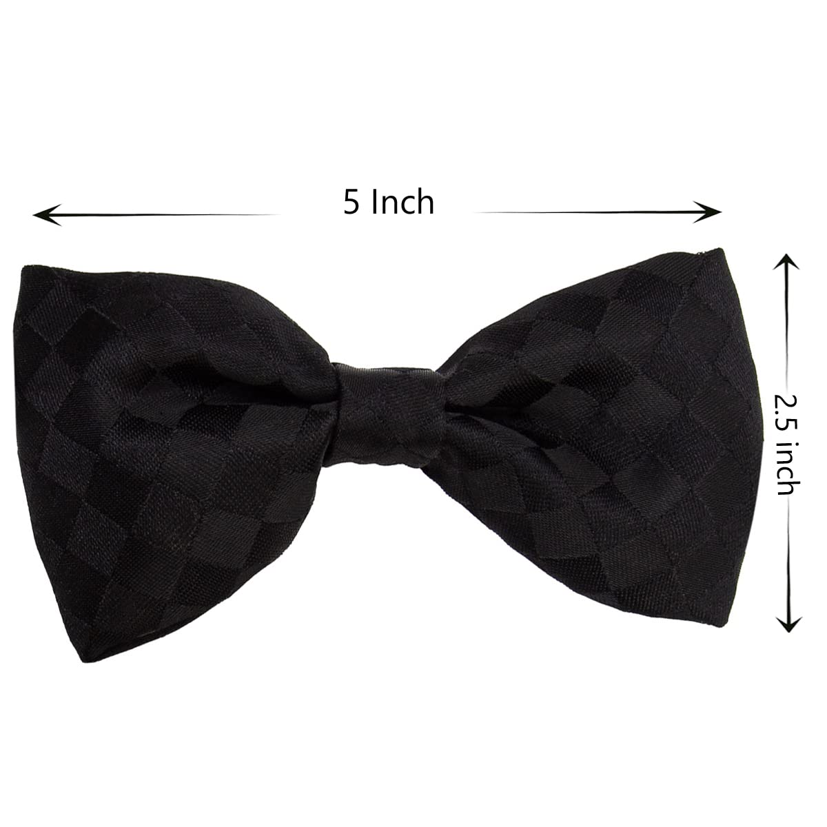 To The Nines Men's Microfiber Black Checks Bow Tie & Pocket Square with Lapel Pin 2