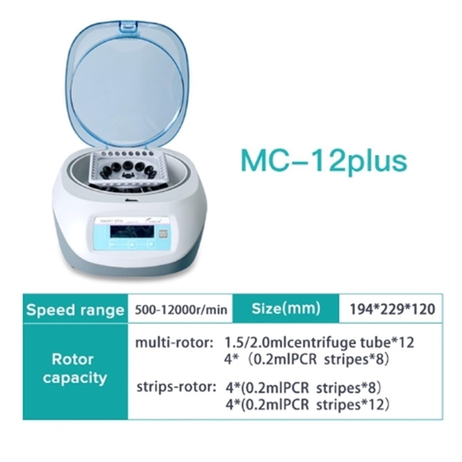 Mini Wirówka Cyfrowy Wyświetlacz LCD Mikrowirówka Szybka Wirówka Prp Sprzęt Laboratoryjny Szerokie Zastosowanie(MC-12PLUS)