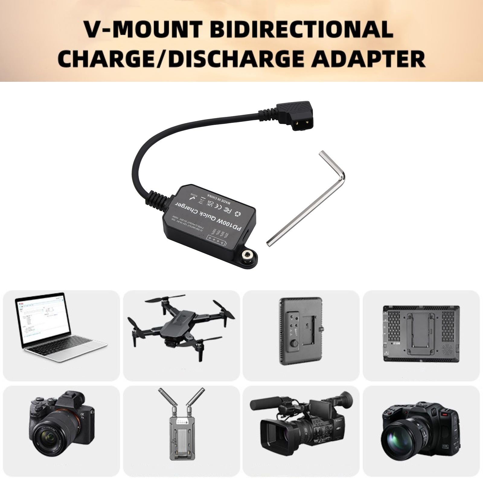 DAGIJIRD D-Tap a USB-C PD 100W Adaptador convertidor de energía para batería de montaje en V