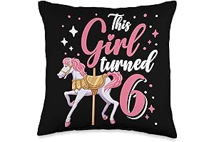 Eye-Catching 'This Girl Turned 6' Pillow for Carousel-Themed Parties
