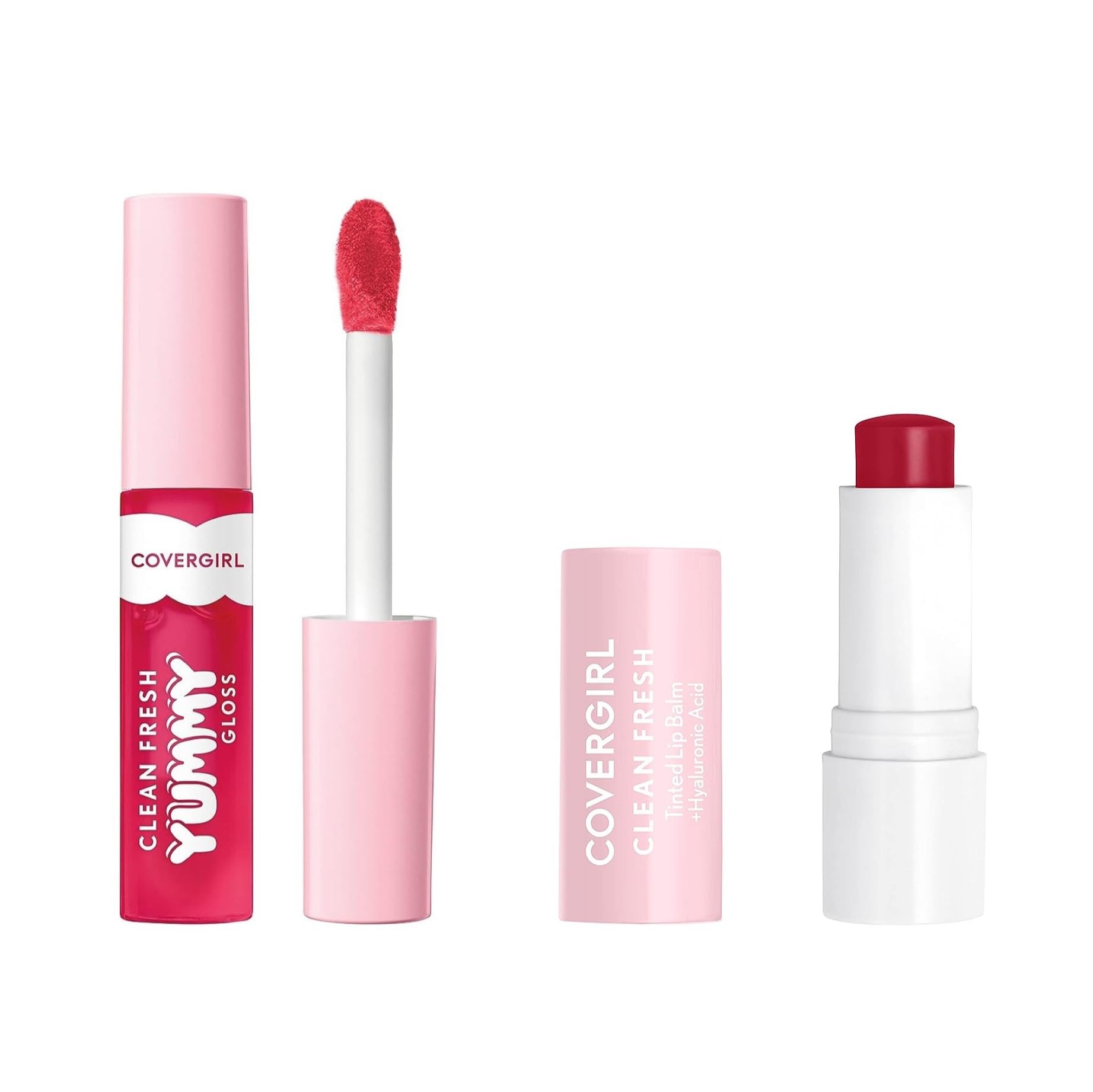COVERGIRL Clean Fresh Yummy Gloss, You're Just Jelly & Clean Fresh Tinted Lip Balm, I Cherry-ish You Bundle