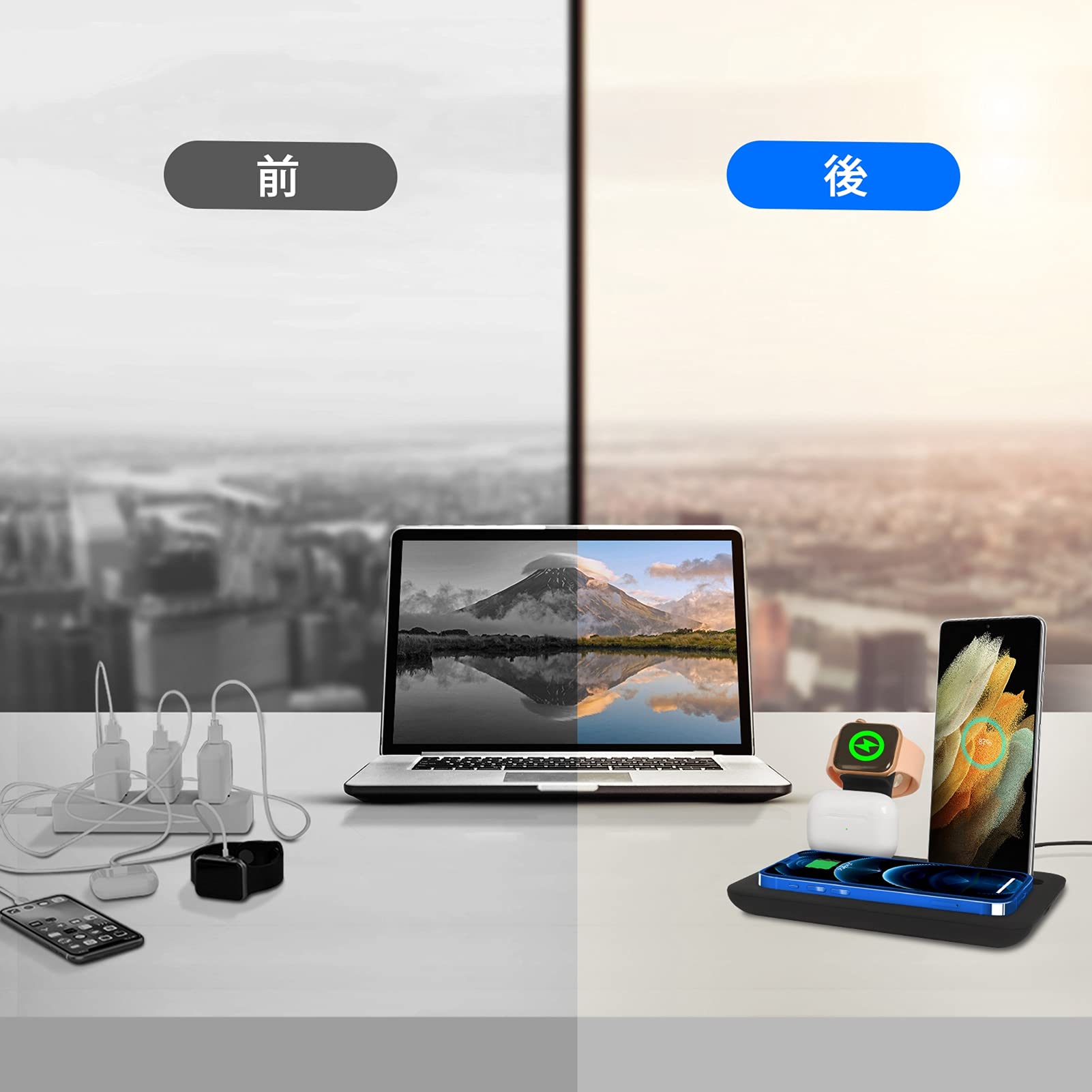 Amazon.co.jp: SUPER DREAM ワイヤレス充電器 4in1充電器 急速充電