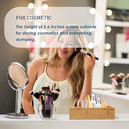 Miniatura 3 de Organizador de cajones de bambú, organizador de utensilios de cocina, bandeja de cubiertos, suministros de escritorio de oficina y accesorios (15 x