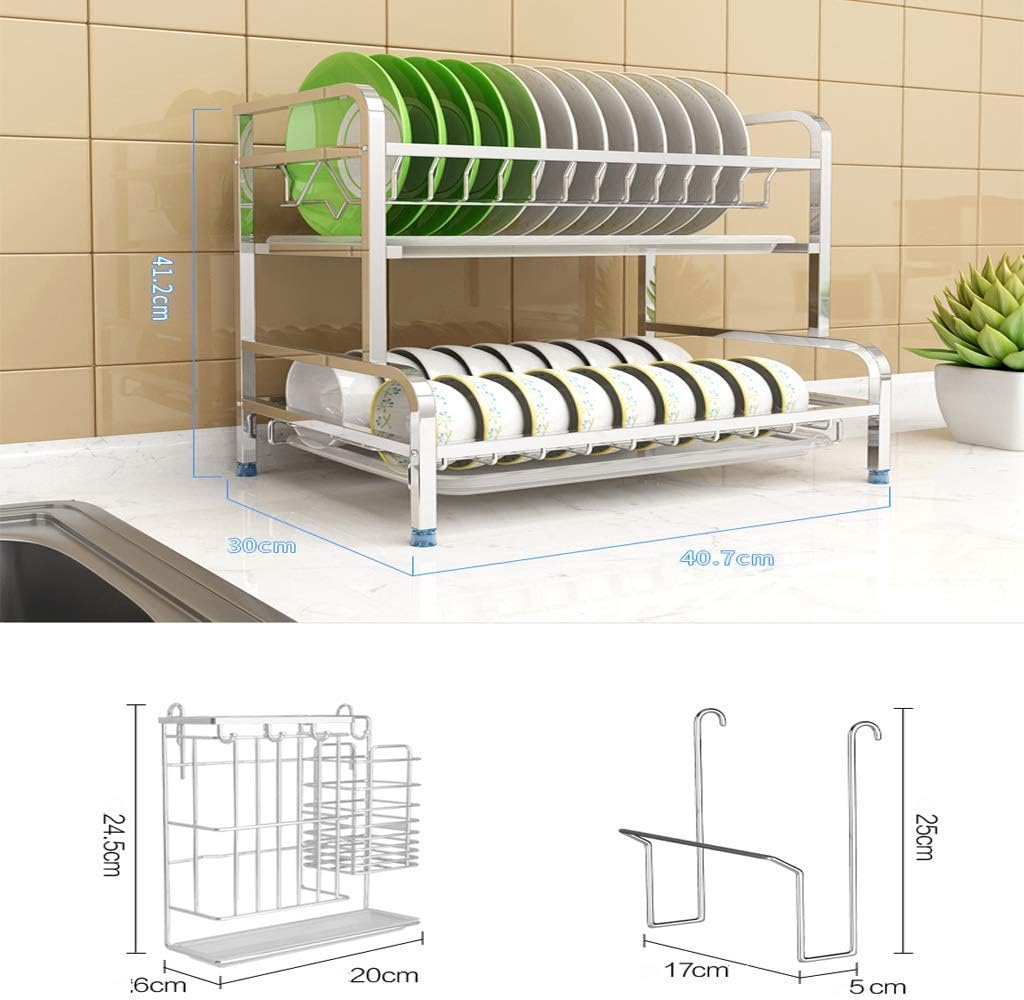 Dish Drying Rack Cutlery Rack 304 Kitchen Supplies Dish Rack Stainless Steel Drain Rack to Dry Dishes Chopsticks Storage Box Racks Dish Rack Cutlery Drying Rack (Color:B2)
