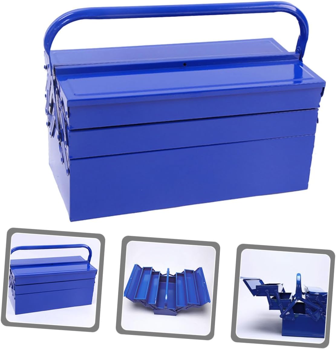 Luxshiny Large Capacity Portable Toolbox, Multi-layer Steel Tool Storage Box 420x200x200mm, Essential Organizer for Automotive Repair and Home Use