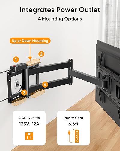 Miniatura 3 de FORGING MOUNT Soporte de pared para TV de brazo largo para televisores de 42 a 80 pulgadas, soporte de TV de movimiento completo de 43 pulgadas con