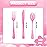 WDF 180 Pieces Pink Plastic Silverware Disposable - Clear Pink Cutlery Sets 60 Forks, 60 Knives and 60 Spoons - Heavy Duty Disposable Utensils for Wedding, Party