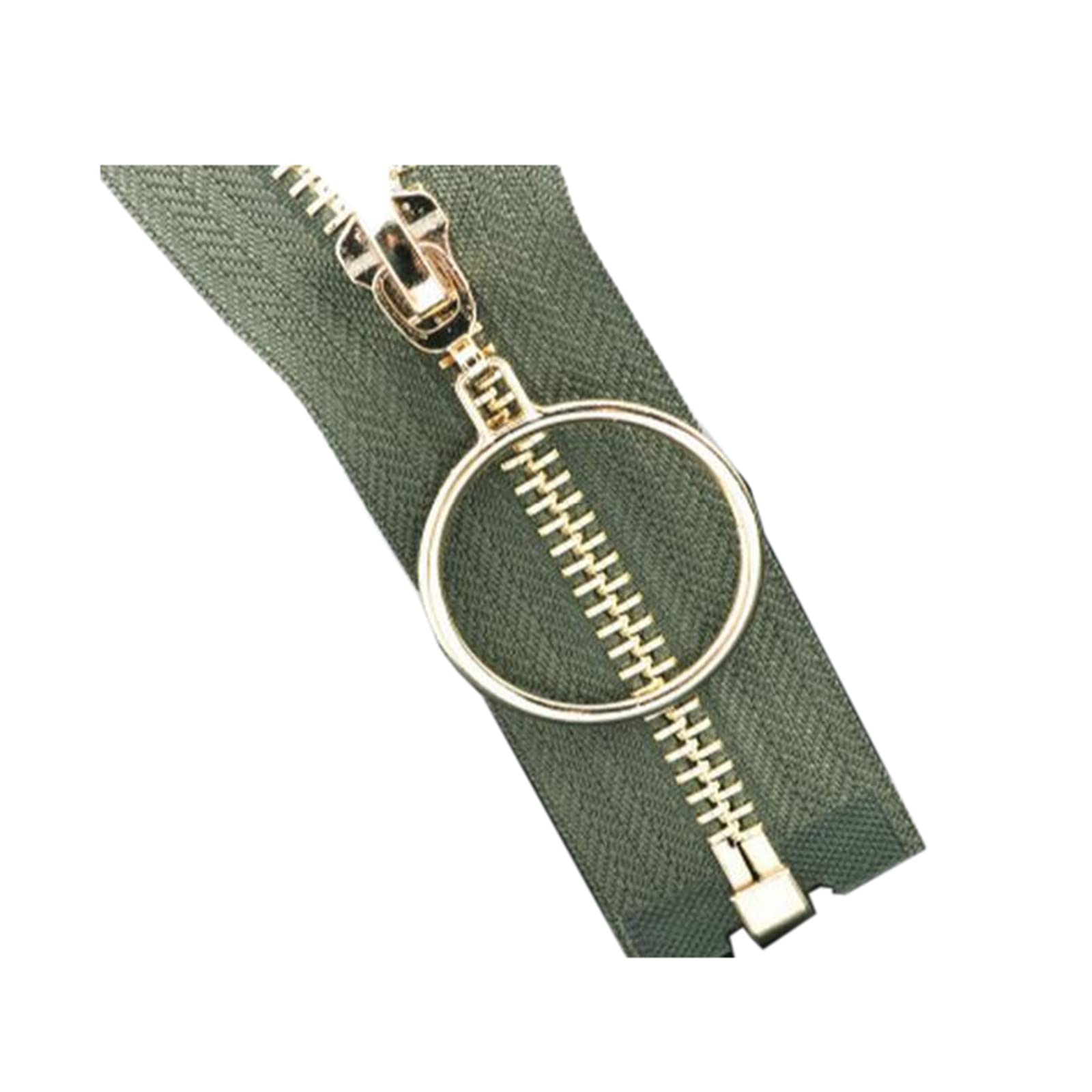 1pcs 5# Metal Zippers 85 cm Open-end Ring Slider Zip for DIY Garment Down Jeaket Sewing Accessories, Army Green, 85cm