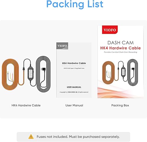 Miniatura 8 de VIOFO Kit de cables duros HK4 Acc, kit de cable duro USB-C para T130, A229Duo, cámara de tablero A119Mini, protección de bajo voltaje para modo de