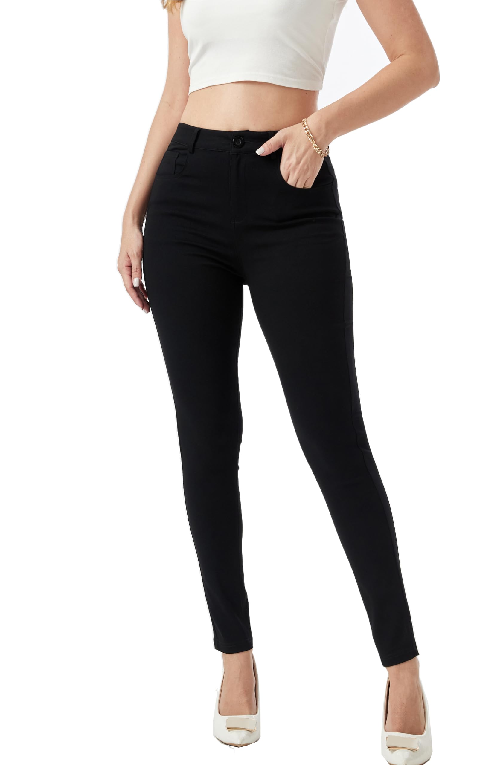 heipeiwa Womens Dress Pants Comfort Stretch Slim Fit Leg Skinny Pants with Pockets Work Business Casual Trouser