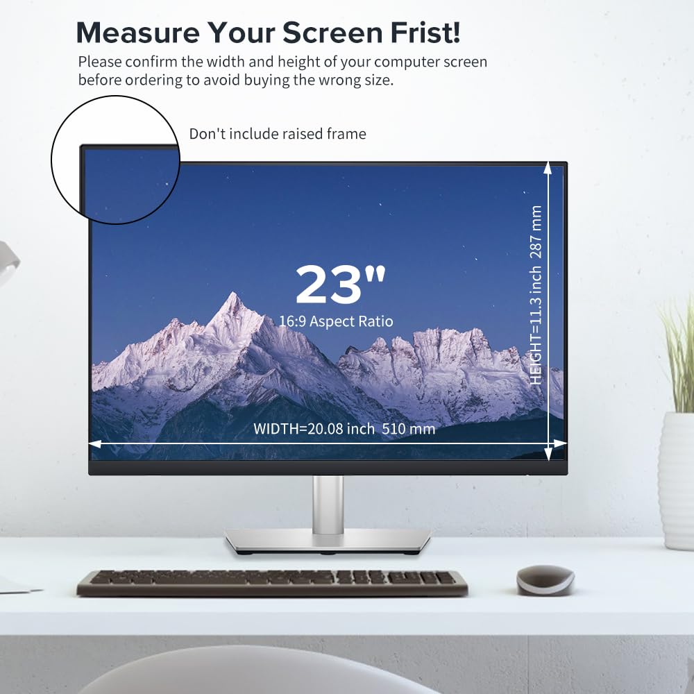 MOBDIK 23 Zoll Bildschirm Blickschutzfilter für Computer Monitor 16:9 Seitenverhältnis, Anti-Blaulicht Blendfrei Privacy Screen Sichtschutzfolie, Abnehmbarer Bildschirmschutzfolie Sichtschutzfilter