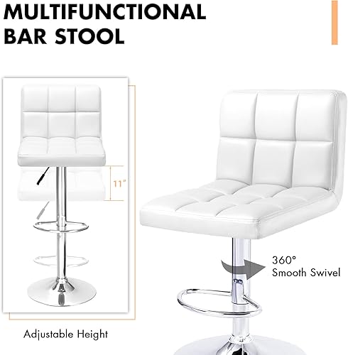 Miniatura 8 de Kemon KaiMeng - Taburetes de bar cuadrados modernos de altura de mostrador, de 22 a 33 pulgadas, taburete giratorio ajustable de piel sintética con