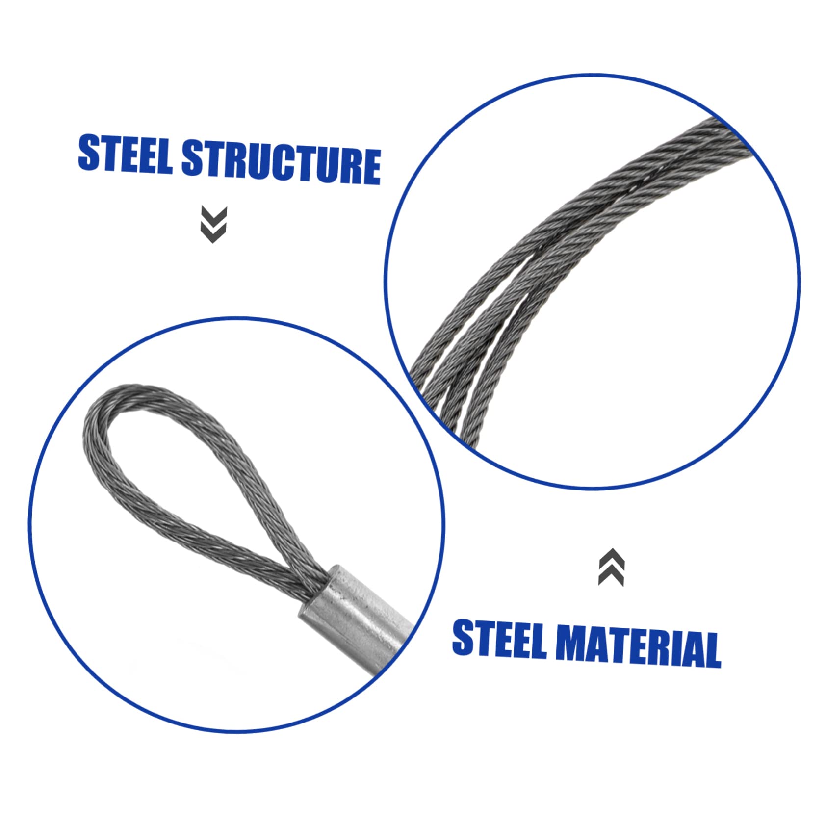 Housoutil 2 Pcs Braided Security Cable Stainless Steel Safety Wire Rope for Locks Latches