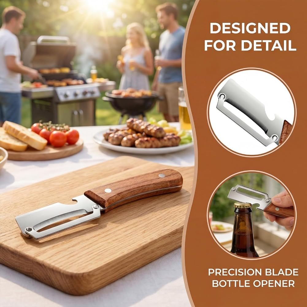 Zero Snag Wooden Peeler, 2027 New Premium Stainless Steel Blade Non-Slip Multifunctional Vegetable Peeler for Apple, Potato, Pumpkin, Papaya (1Pcs) - 5