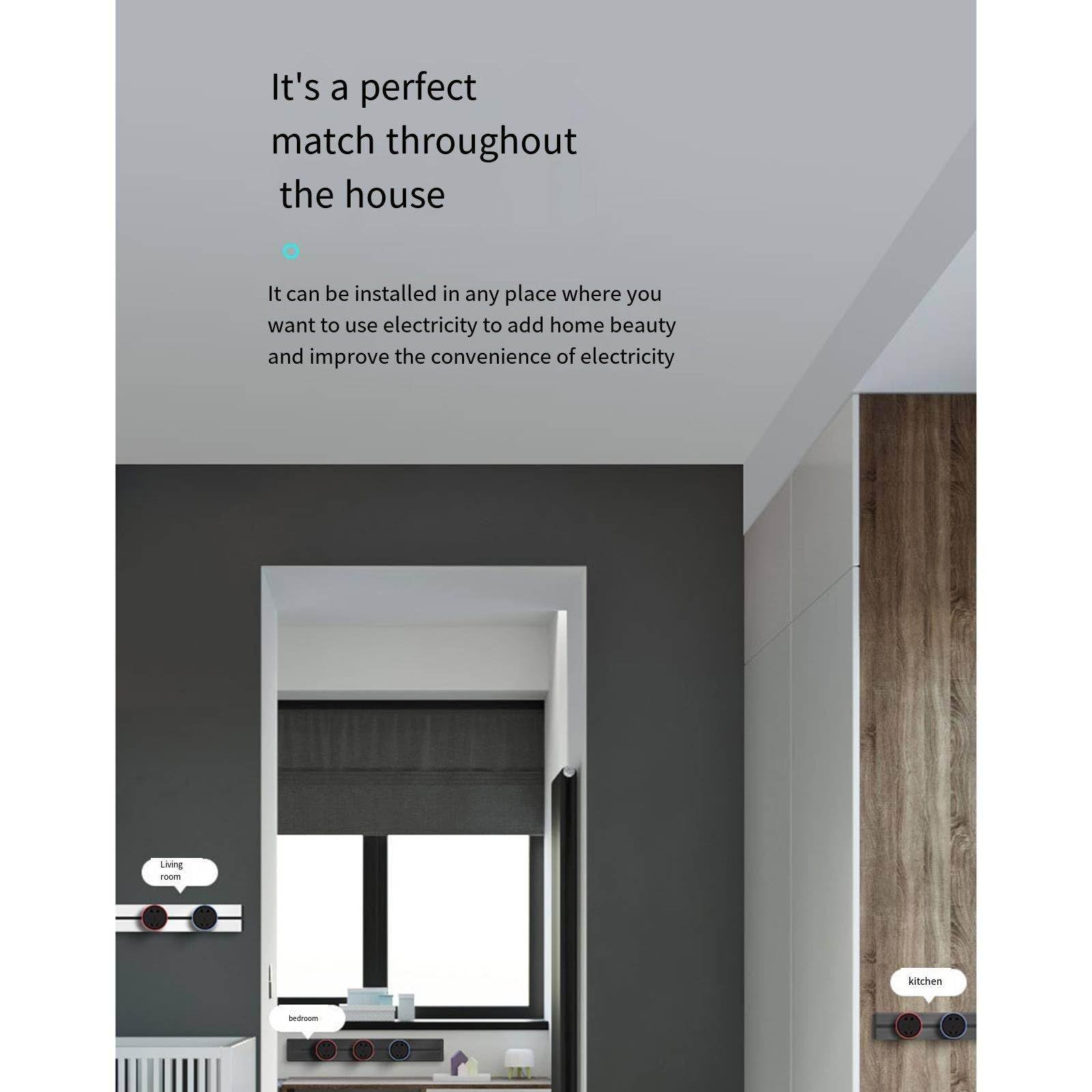 Listwa zasilająca mobilna Silver Track Socket, listwa zasilająca montowana na ścianie z odłączanym adapterem gniazdowym, przedłużacz gniazdowy,60cm