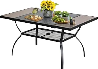 Sponsored Ad - EdMaxwell Patio Dining Table 60"x 37" Rectangular Outdoor Metal Table for 6 Large Furniture Tables Bistro T...