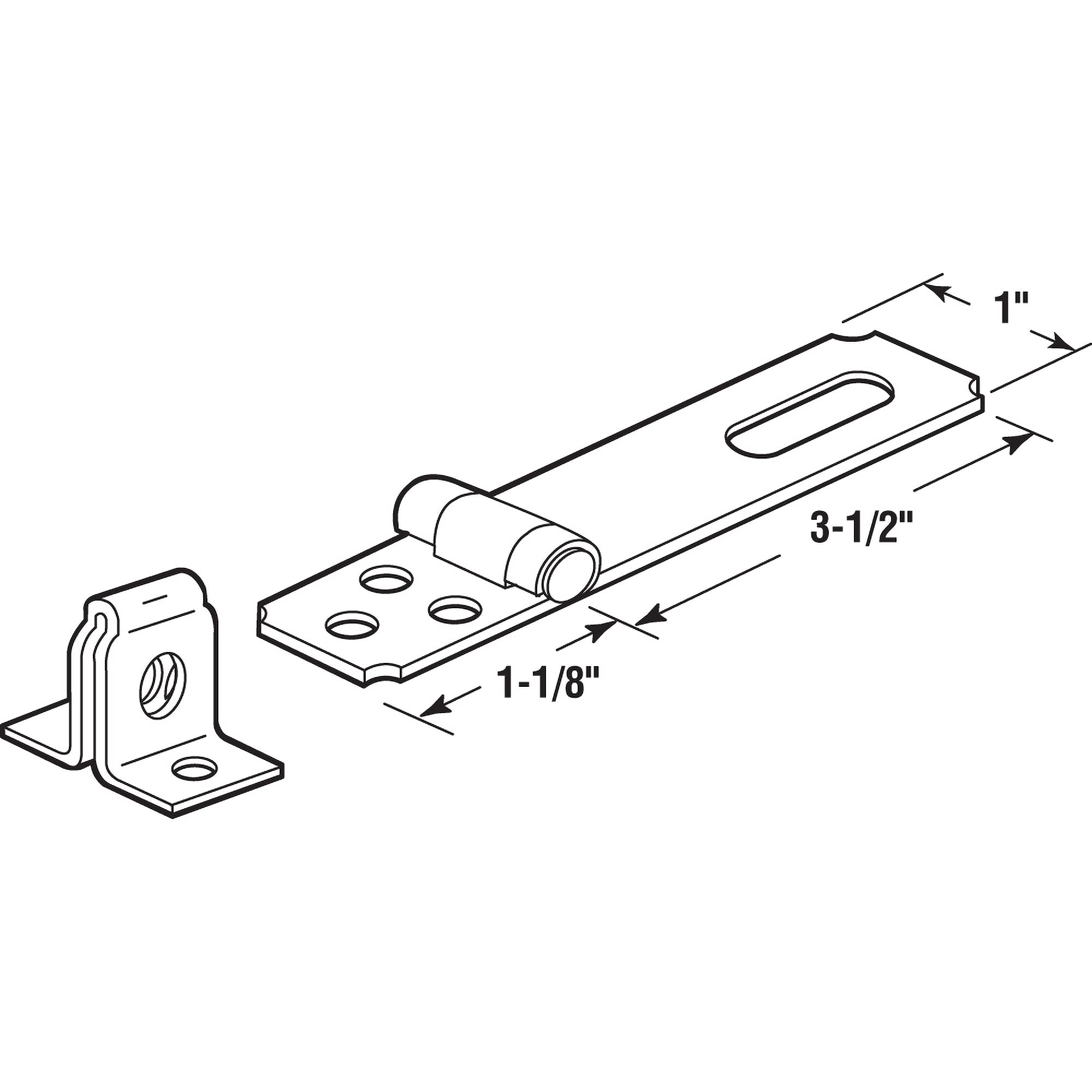 Prime-Line MP5057 Safety Hasp, 3-1/2 Inch, Steel Construction, Zinc Plated Finish, Fixed Stapled, Pack of 1 - Image 2