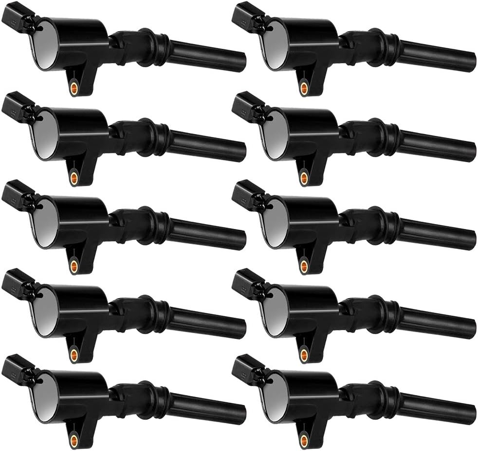 OCPTY Ignition Coil Pack for DG508 Coils for 2003 for Ford for E-150 4.2L/V6,1998-1999 for Lincoln for Navigator 5.4L/V8 Set of 10 Coil Packs & 2-Pins Ignition Coil