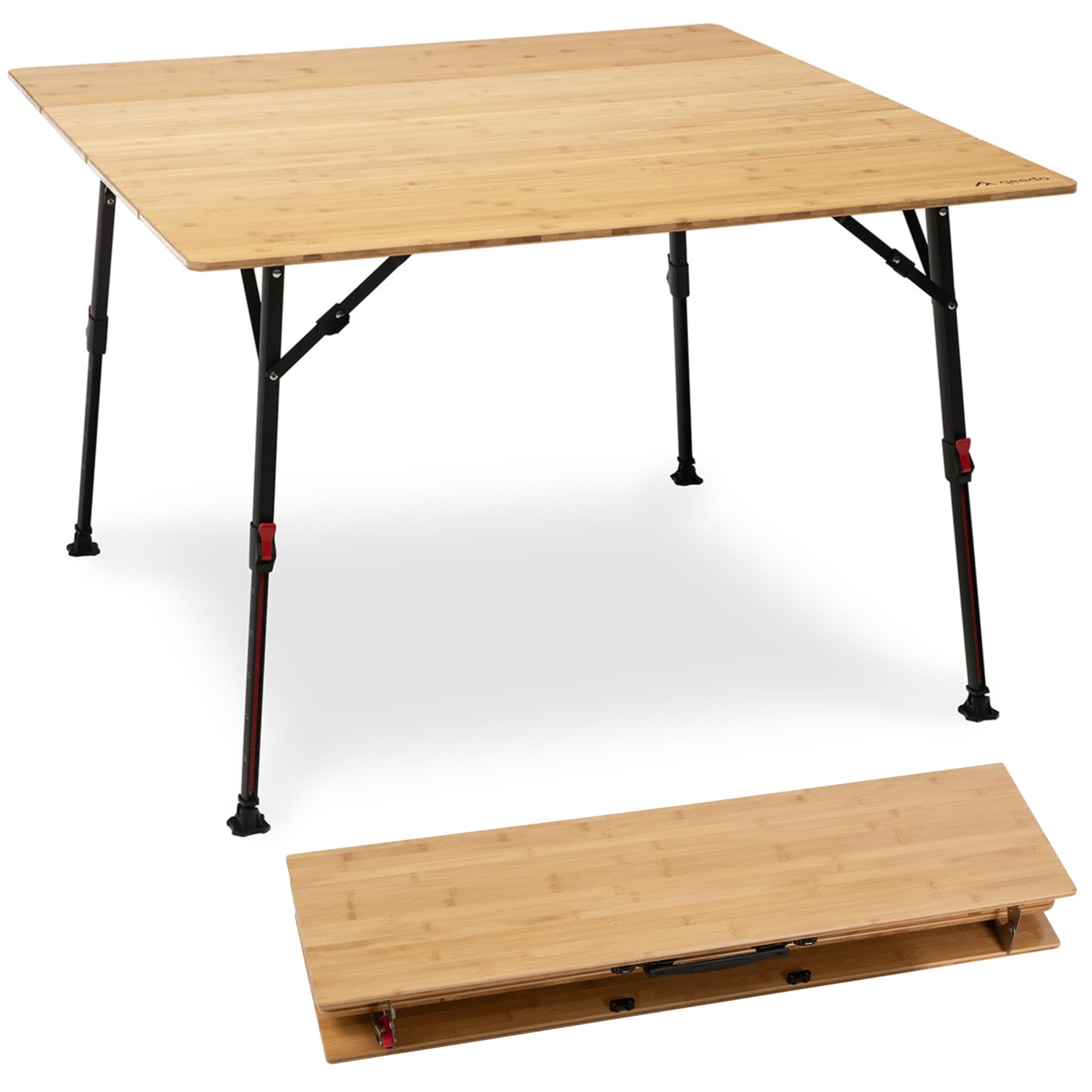 qeedo Quick Kimmy - différentes Tailles - Tables de Camping pour l'extérieur en Aluminium et Bambou, Pliables, réglables en Hauteur, compactes, légères, Stables et Robustes - 2/4 / 6 Personnes