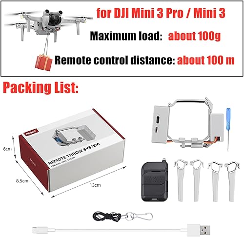 Miniatura 7 de Para DJI Mavic Mini 2Mini 1SEMINI 3 PRO Drone Airdrop sistema de caída de aire, lanzador de cebo de pesca, anillo de boda, regalo de entrega (color