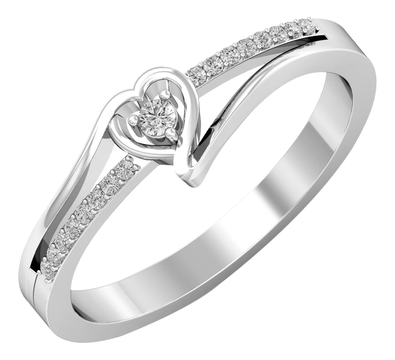 KuberBox 18KT White Gold La Esencia Ring for Women