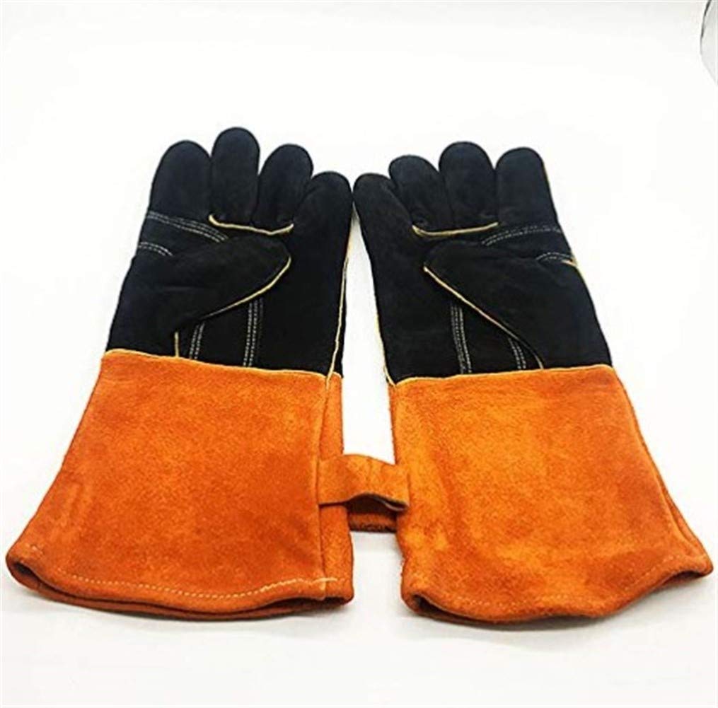 Guanti da lavoro resistenti all'usura Guanti in pelle Protect anti-scottatura, guanti barbecue anti-scottatura, guanti Grill anti-scottatura, Camino anti-scottatura guanti, cotone Fodera con 14 pollic