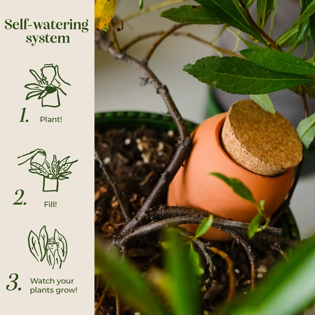Pepin | Olla terracota para plantar | Riego automático y ecológico para plantas de interior y exterior | Riego natural | Autonomía de aproximadamente 1 semana | OYA Leopardo 25cl