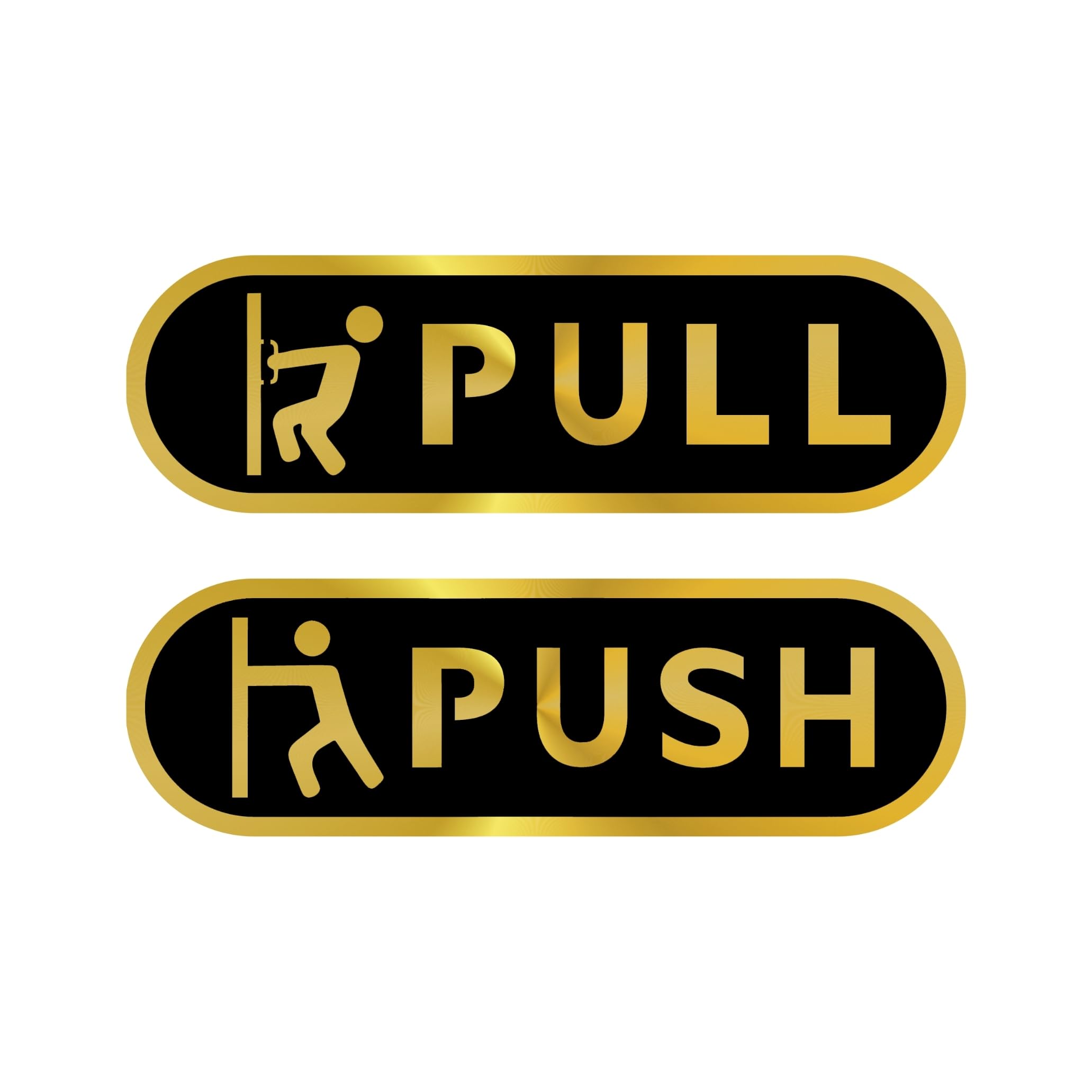Woxour Enterprise New Pull Push Sticker for Glass ,Premium Acrylic Guidance Sign with Strong Adhesive Backing, Waterproof Push Pull Sticker, Professional Look for Office, Shop, Hotel, Cafe & Home (AD_GOLD _BLACK_ROUND)
