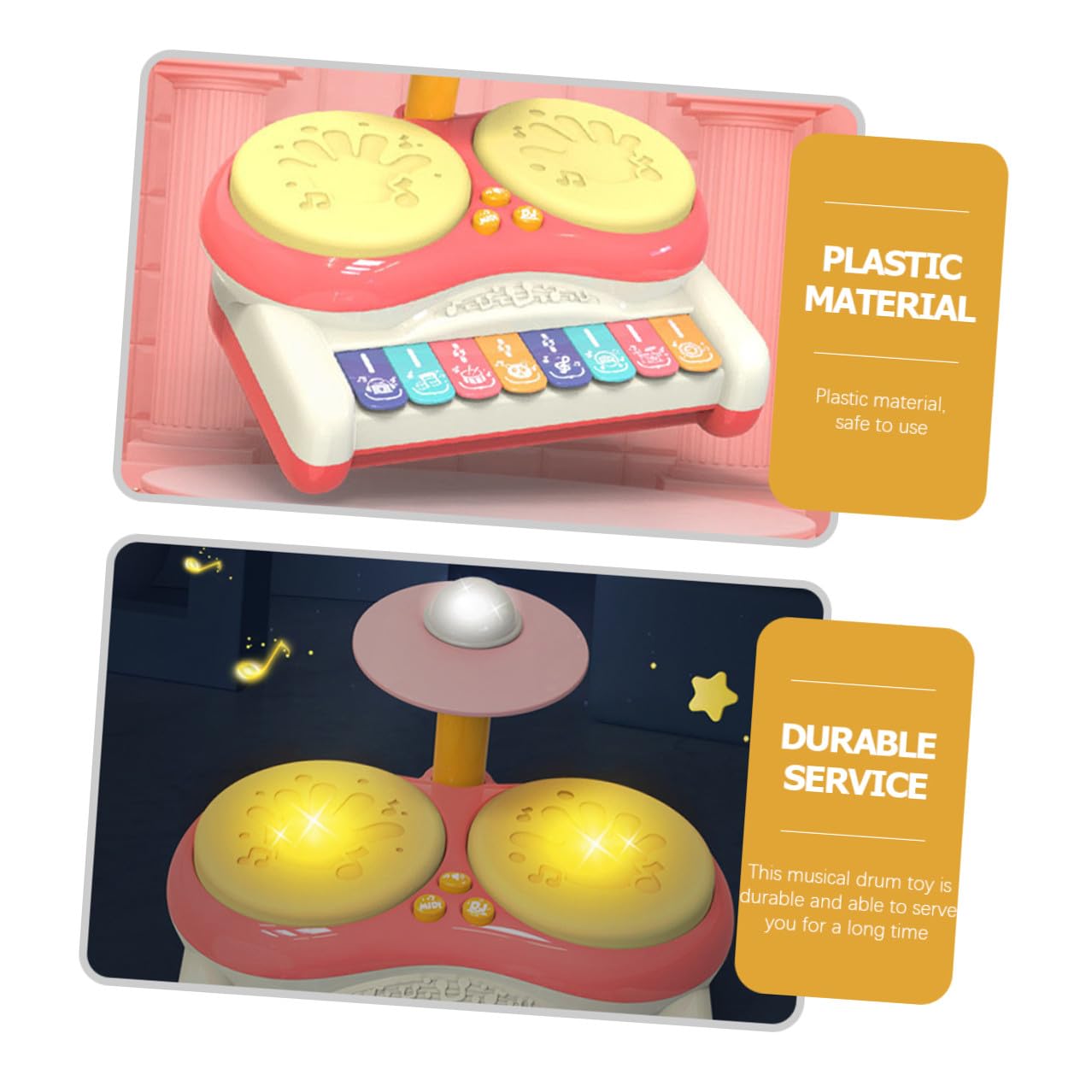Gatuida Juguete Musical para Multifu Ncional Batería de Percusión Rosa sin Pilas, Instrumento Educativo Sensorial para Bebés y Principiantes, Mejora Coordinación Ojo-Mano y Destreza