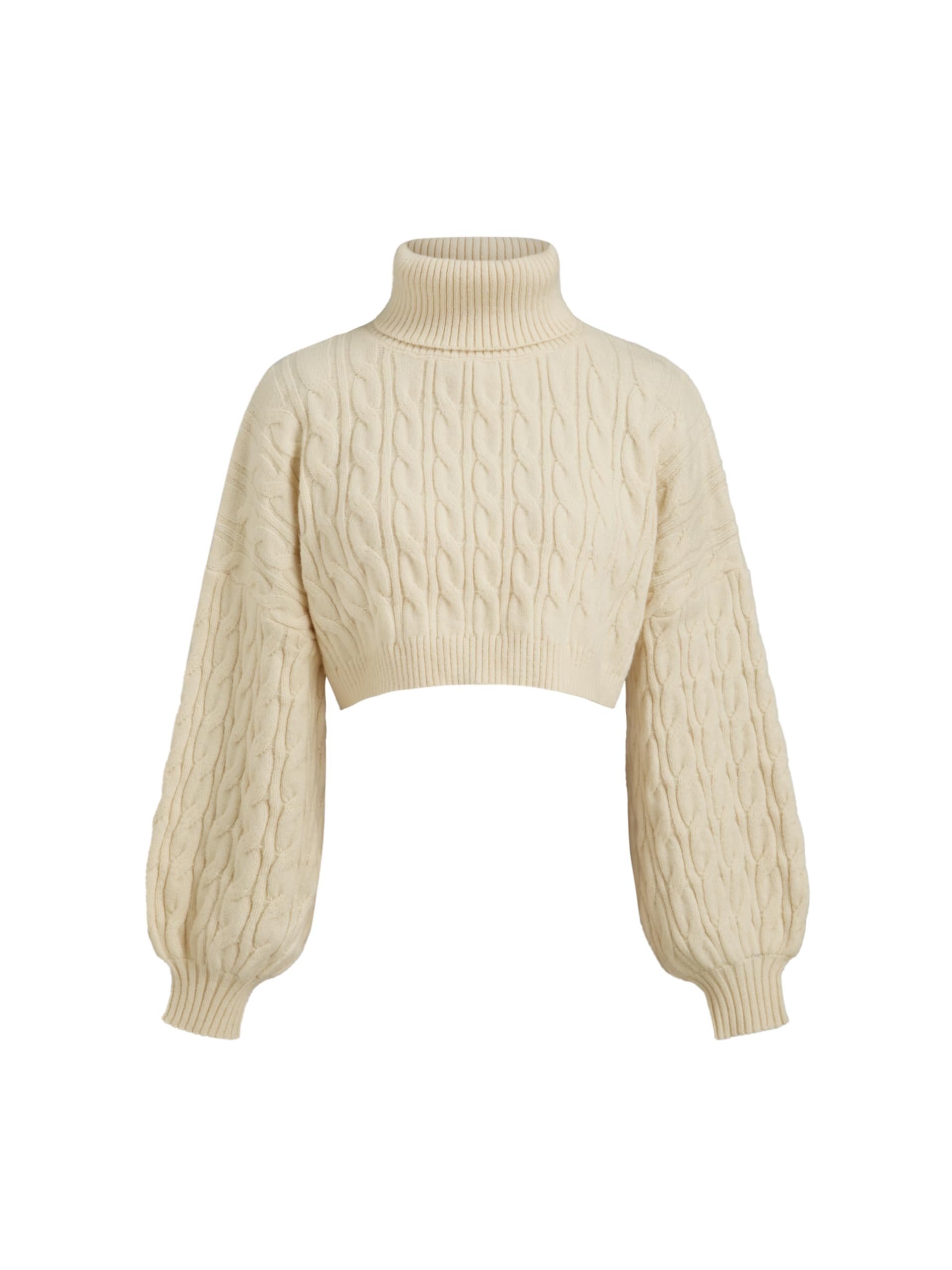 CIDER Cable Knit Sweater Women Turtleneck Crop Top Pullover Long Sleeve Knit Sweater Jumper Cropped Sweater