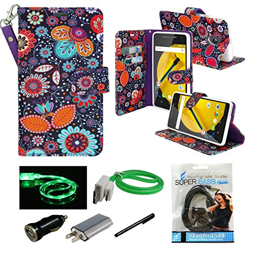 Moto G Play Case, Moto G4 Play Case, Mstechcorp Wallet Stand Feature Cover PU Leather Pouch with Card Slots - with Accessories (Sea Shells)