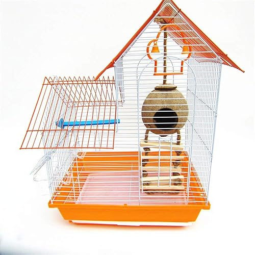 Vista 22 de Tfwadmx Casa colgante para pájaros con escalera, fibra de coco natural, nido de pájaros, conchas de coco, escondite, agapornís, columpio, juguetes