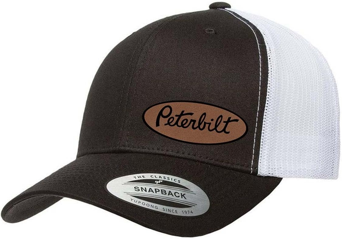 Peterbilt Semi Truck Logo Leather Side Panel Patch YP 6606 Snapback Trucker Fitted Cap