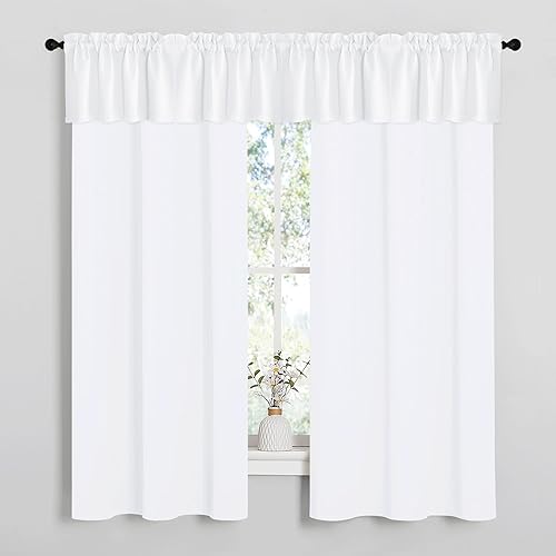 Miniatura 1 de NICETOWN 2 paneles de 42 x 63 pulgadas de largo, cortinas opacas con ojales y 4 paneles de 42 x 16 pulgadas de largo, cenefas opacas para decoración