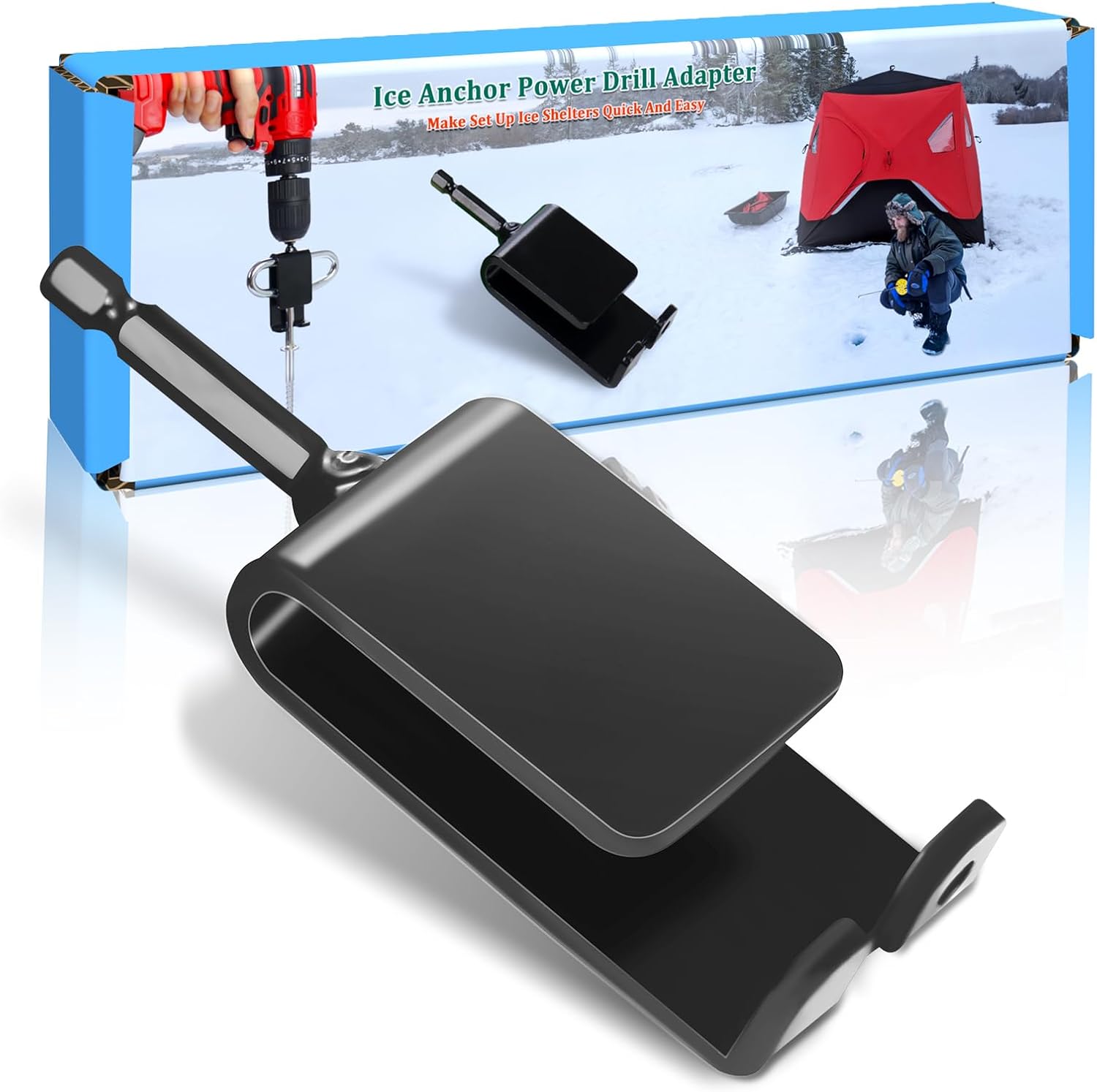 Ice Anchor Drill Adapter for Set Up Ice Fishing Shelter