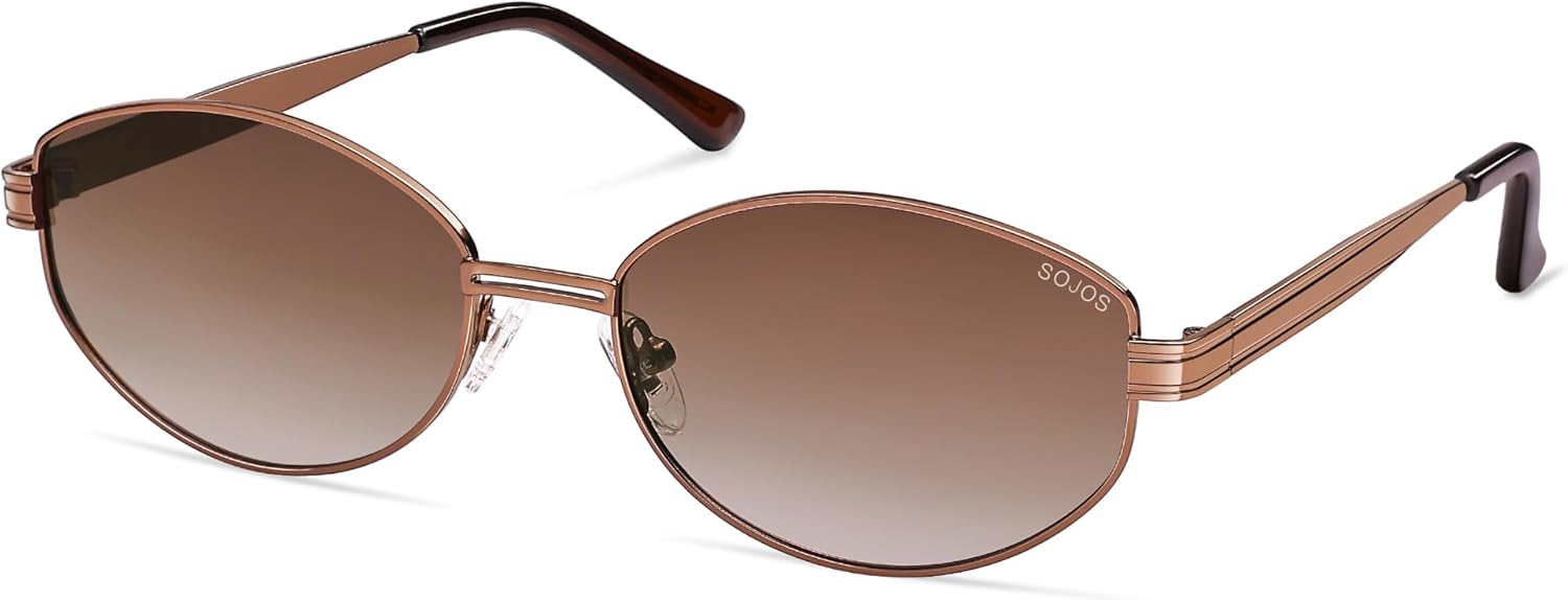 SOJOS Trendy Oval Round Polarized Sunglasses for Women Men, Retro Chic Circle Shades SJ1255