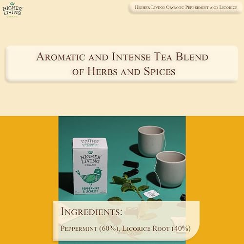 Miniatura 3 de Higher Living Organic Té Menta y Regaliz  0.78 oz (15 bolsitas de té)  Mezcla refrescante de ingredientes orgánicos  Calmante y digestivo  Promueve