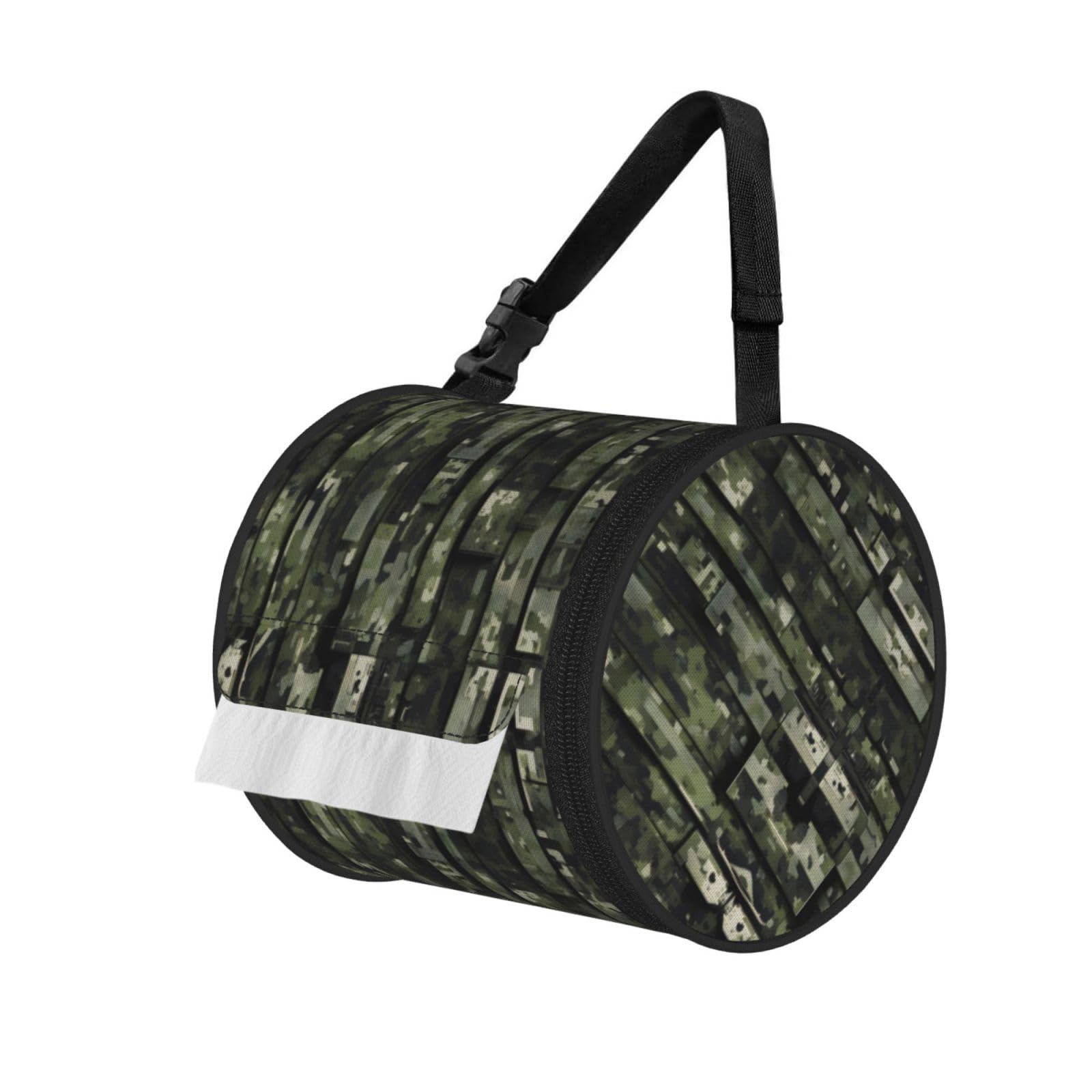 Digital Camo Printed Pet-Proof Toilet Roll Bag, Durable Oxford Cloth with Handle for Travel Tent Kitchen
