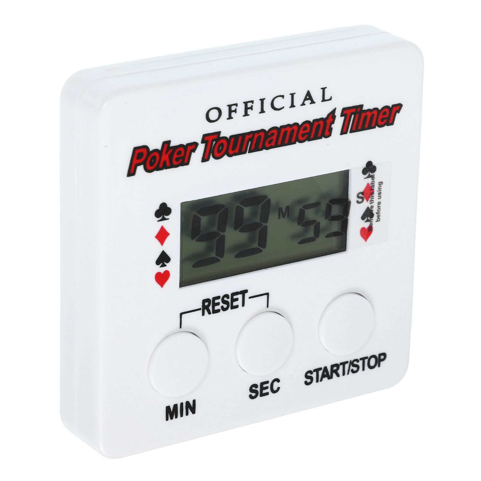 NUOBESTY Portable Poker Dealer Timer with 99 Minutes 59 Seconds Countdown, Lightweight Plastic Electronic Poker Timer Clock, Practical Compact Design for Party and Game Table Accessories