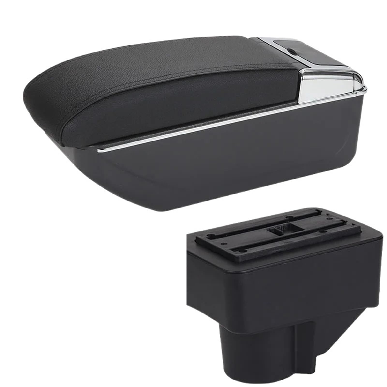 AWGNTQQ Car Armrests For For Fiesta 3 2011 2012 2013 2014 2015 2016 2017 2018 Car Armrest Car Storage Box Accessories(D2 Black line No USB)