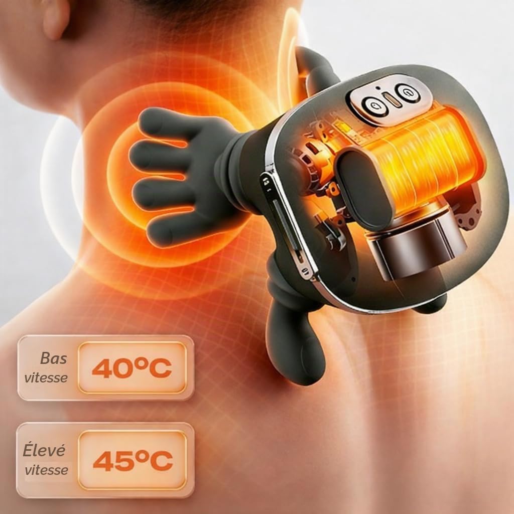 Appareil de Massage Cou et Épaules Électrique Chauffant avec Sangle – Masseur Cervical Pétrissant 3 Niveaux de Vitesse, Relaxant Musculaire Dos Nuque, Anti-Tensions, Portable
