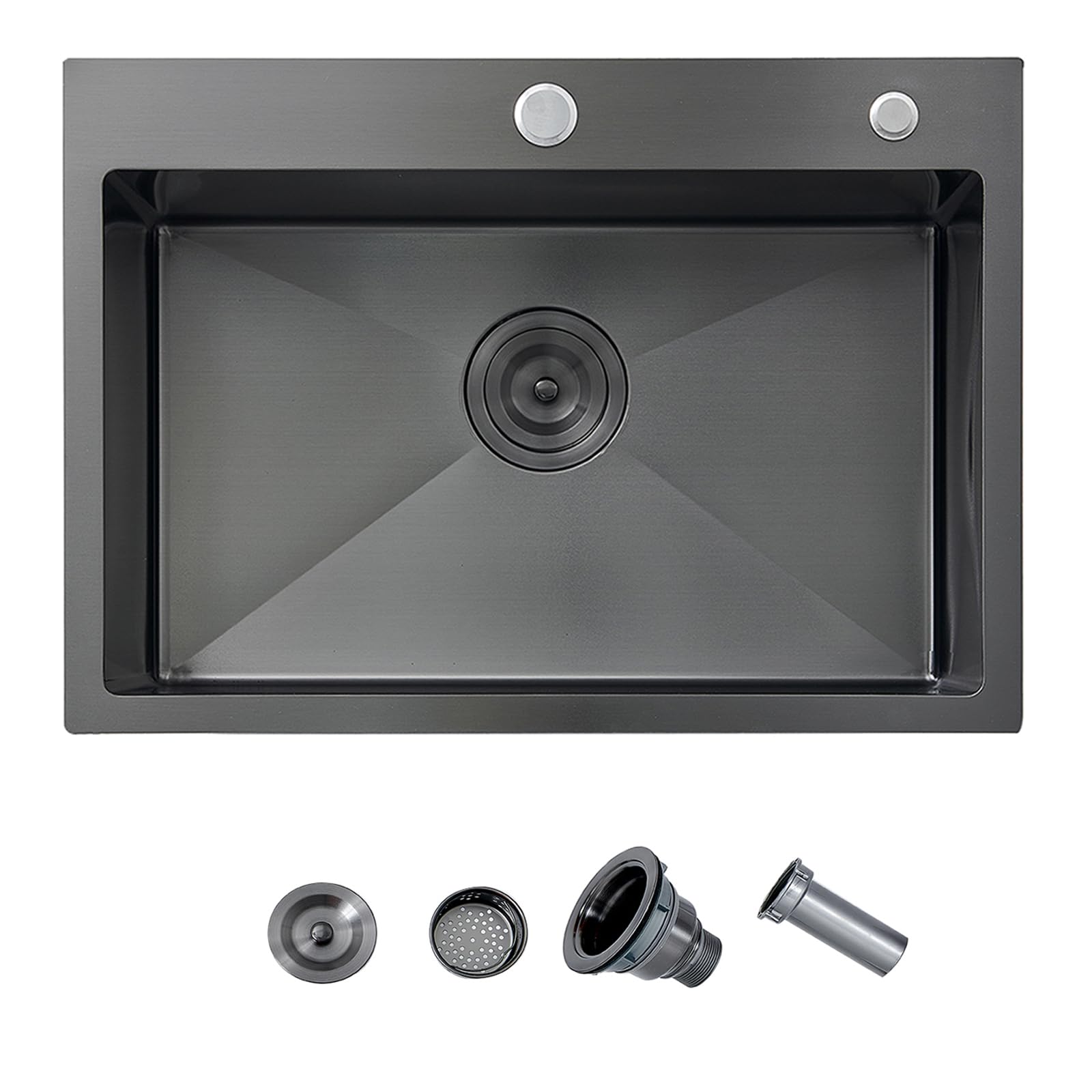 24x18 Gunmetal Black Small Kitchen Sink, Drop In 16 Gauge Stainless Steel Single Bowl Sinks, Topmount Wet Bar RV Prep Utility Sink with Drain