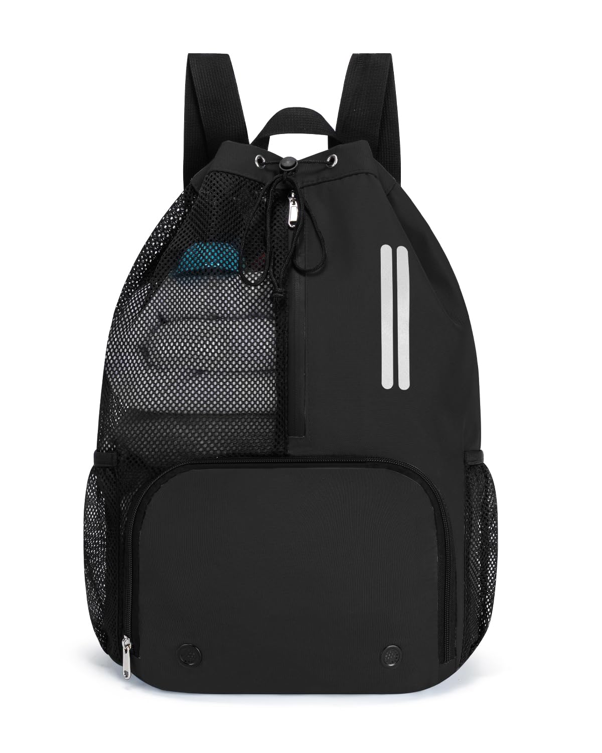 GreenTaya Swim Bag Mesh Drawstring Backpack with Shoe Compartment & Wet Pocket Waterproof Beach Backpack Pool Bag for Swimming, Gym, Travel and Workout Gear (Black)